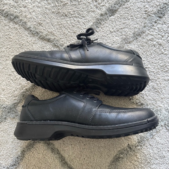 ECCO Fusion Oxford Dress Shoes Black Leather Lace-Up Moc Toe 11 new without box - Picture 4 of 12